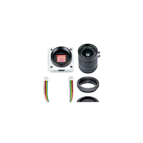 IMX577 camera body with separate CCTV lens, adapter ring and cable